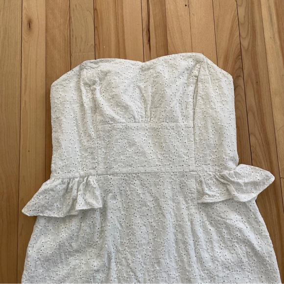Lilly Pulitzer White Strapless Eyelet Lace Cotton Mini Dress - Sz US 8 - Picture 3 of 15